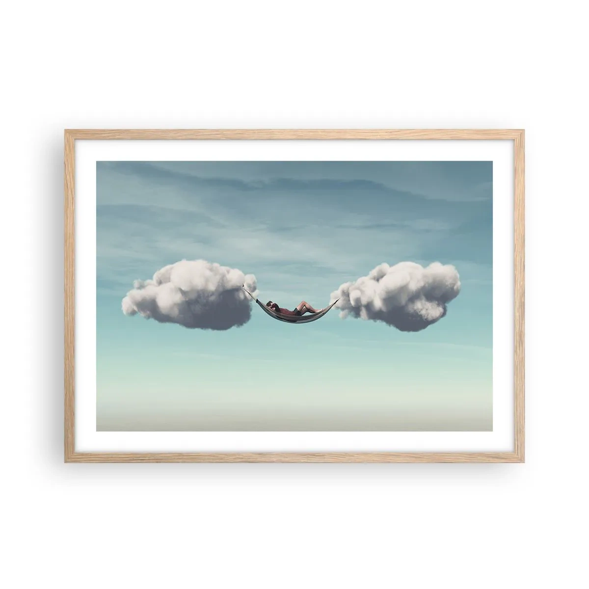 Poster în ramă de stejar deschis - Fericirea momentului - 70x50 cm