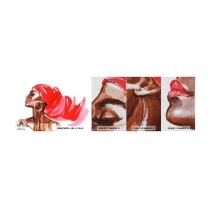 Mostră tapet Premium Sand - Există un vânt care suflă în nările unui om - Portretul unei femei, Chipul de femeie, Abstracția - 100x30 cm