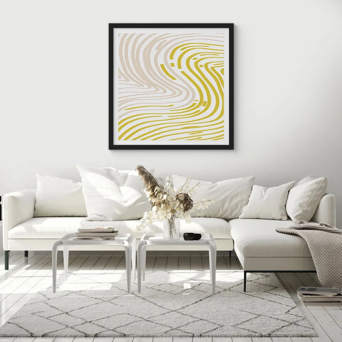 Poster în ramă neagră - Compoziție cu cambrare ușoară - 30x30 cm