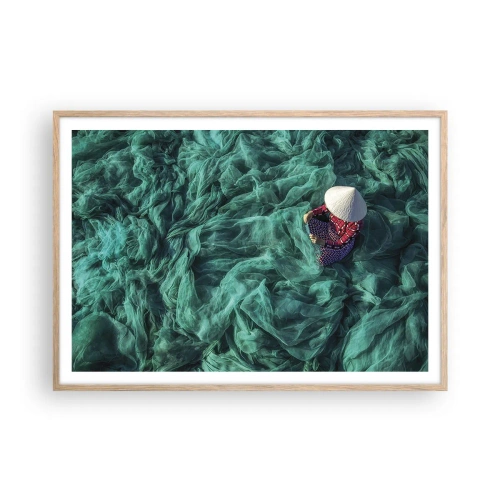 Poster în ramă de stejar deschis - Într-o mare de rețea - 100x70 cm