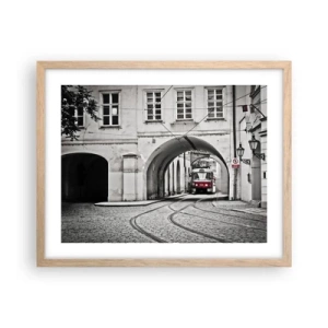 Poster în ramă de stejar deschis - Printr-un labirint urban - 50x40 cm