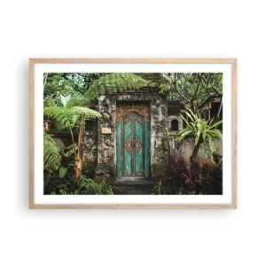 Poster în ramă de stejar deschis - O ușă către o lume exotică - 70x50 cm