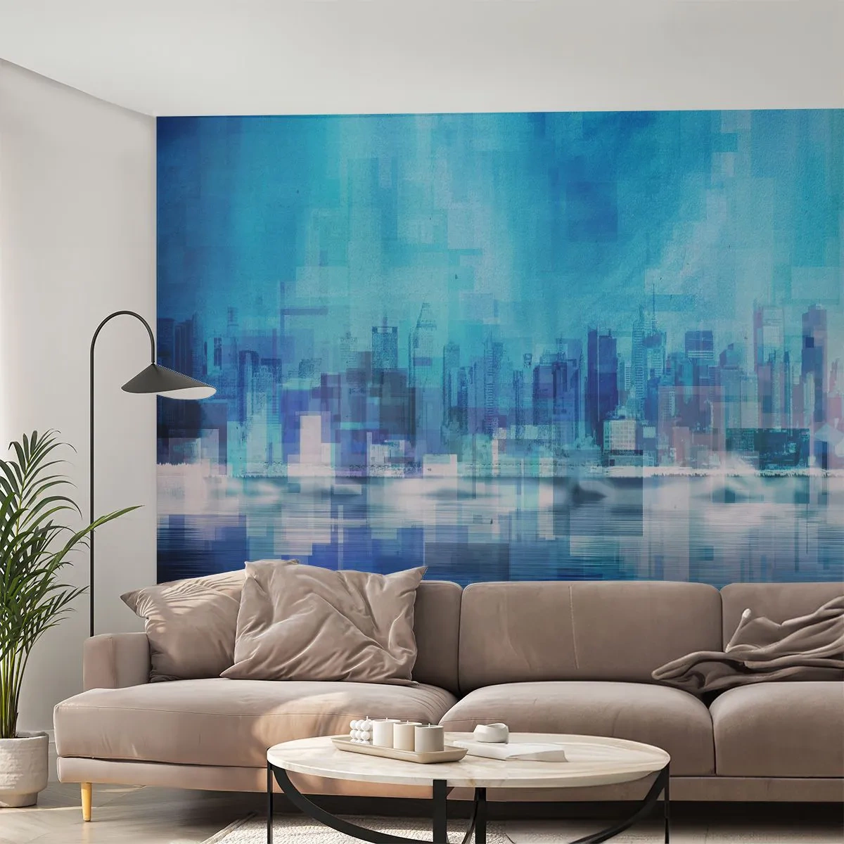 Tapet Premium Sand - Înecate în albastru - Abstracția, Oraș, Arhitectură - 100x70 cm