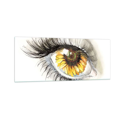 Tablou pe sticlă - O privire la fel de fierbinte ca vara - 100x40 cm