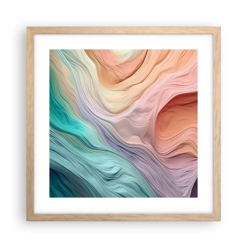Poster în ramă de stejar deschis - Valul curcubeu - 40x40 cm