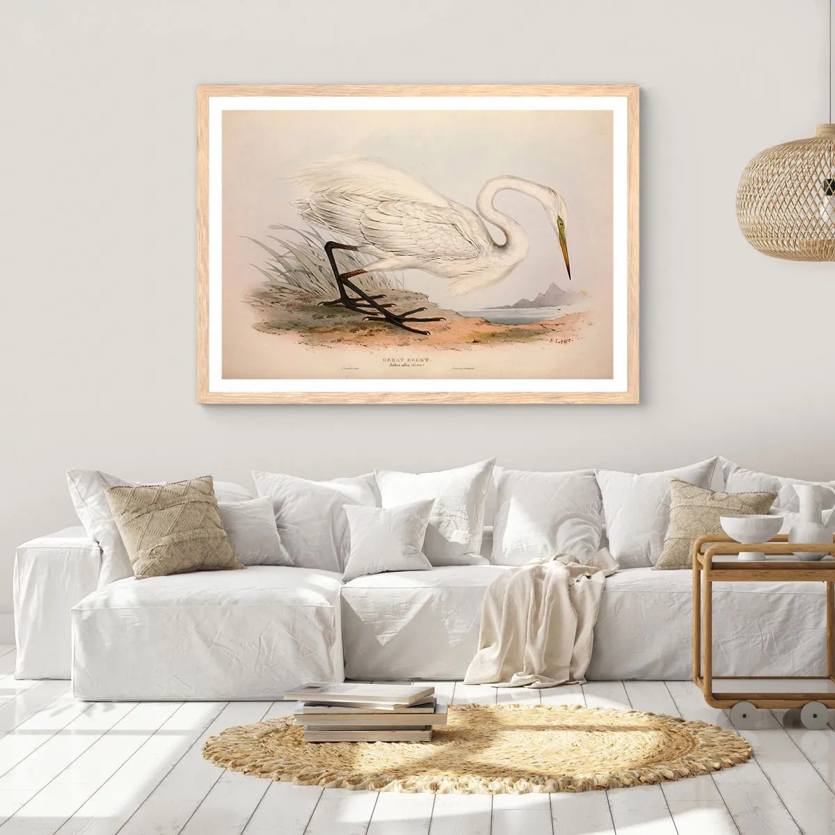 Poster în ramă de stejar deschis - Doamna în stufărișuri - 100x70 cm