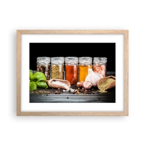 Poster în ramă de stejar deschis - Pentru a da un gust vieții - 40x30 cm