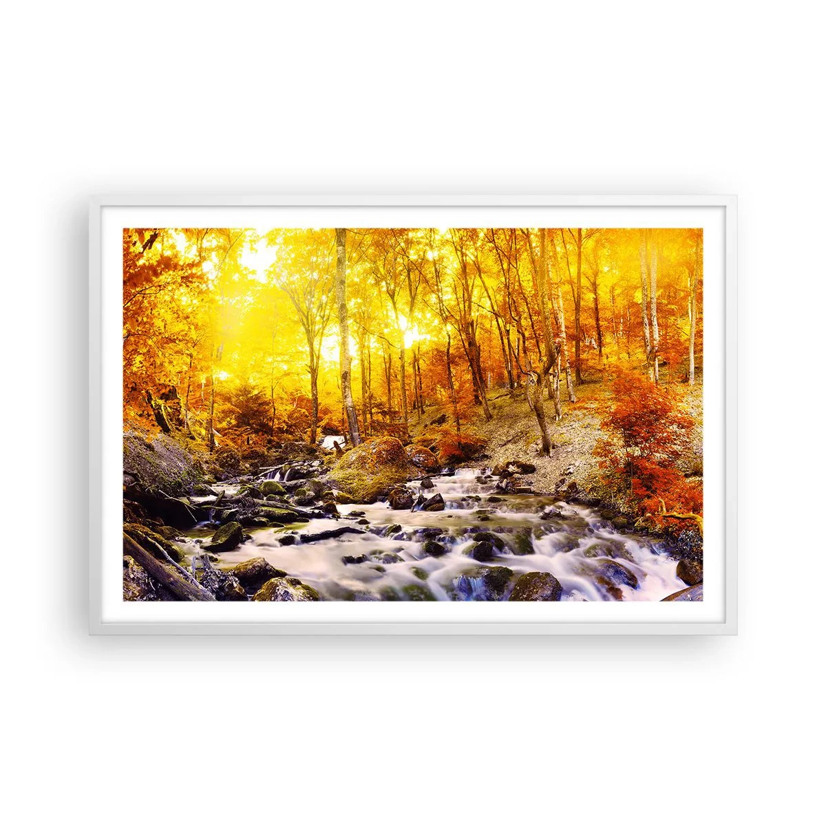 Poster în ramă albă - Pietre montate în aur și platină - 91x61 cm