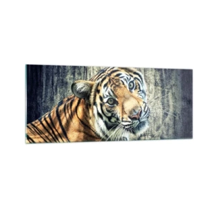 Tablou pe sticlă - Portret în fluxuri de lumină - 100x40 cm