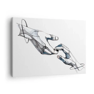 Tablou pe pânză Canvas - Reprezentare artistică a unei mâini într-o formă minimalistă și geometrică - 70x50cm - Gest frumos - Decorațiune modernă pentru perete pentru living și dormitor ARTTOR