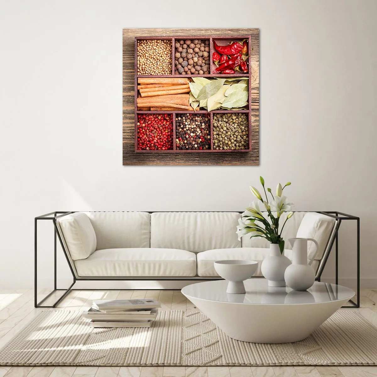 Tablou pe sticlă - Ordine de forme, buchet de arome - 60x60 cm