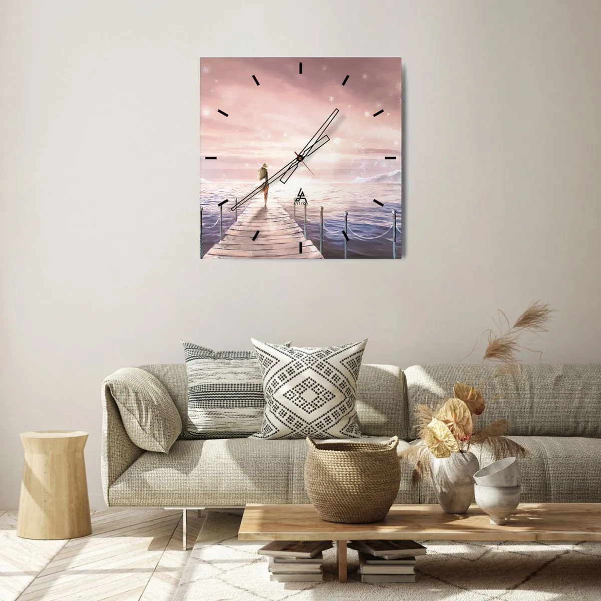 Ceas de perete - Ceas pe sticlă - În lumina unui vis - 40x40 cm
