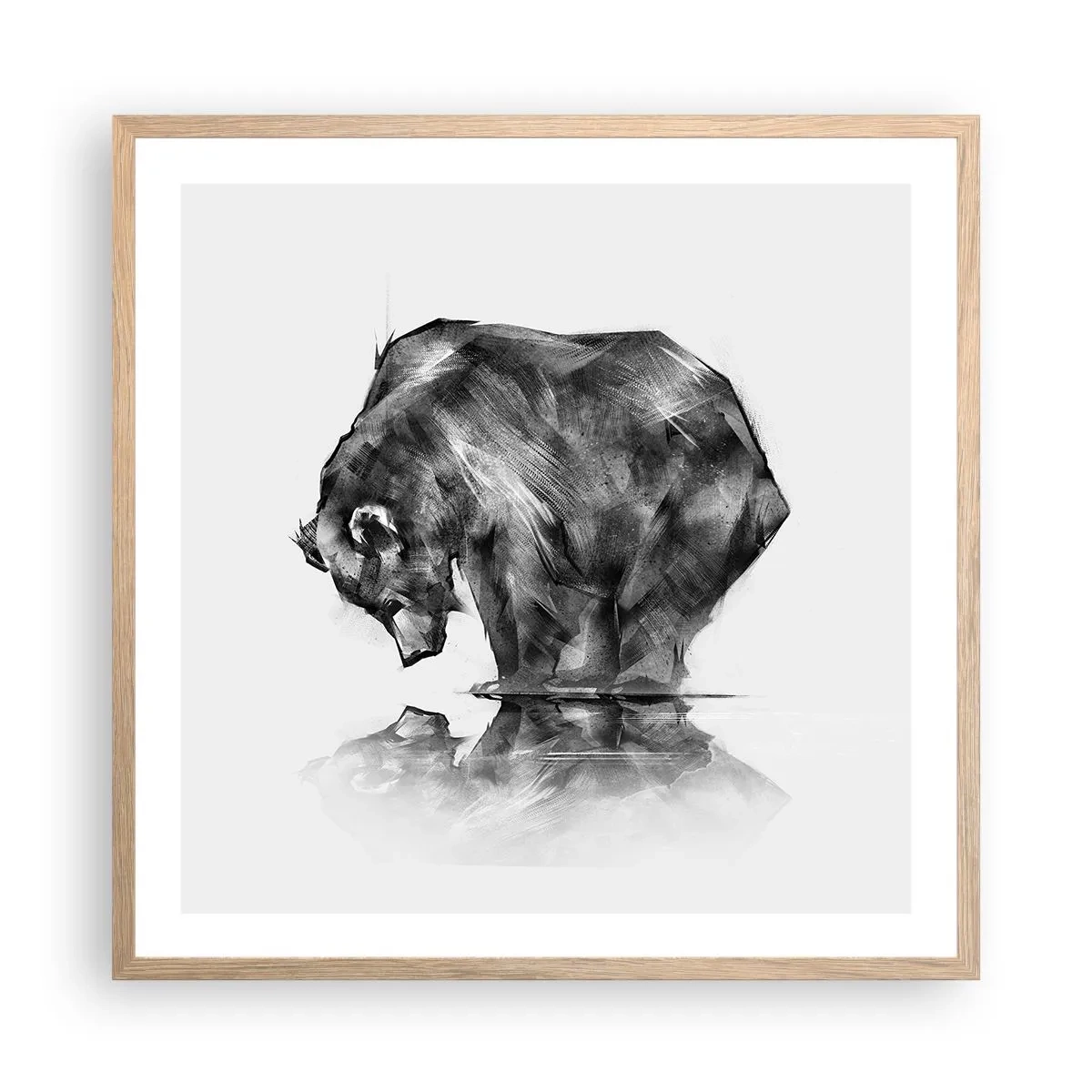 Poster în ramă de stejar deschis - Mă bucur să văd pe cineva apropiat - 60x60 cm