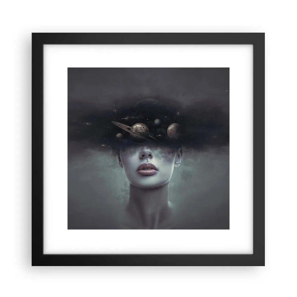 Poster în ramă neagră - Și planetele o iau razna... - 30x30 cm