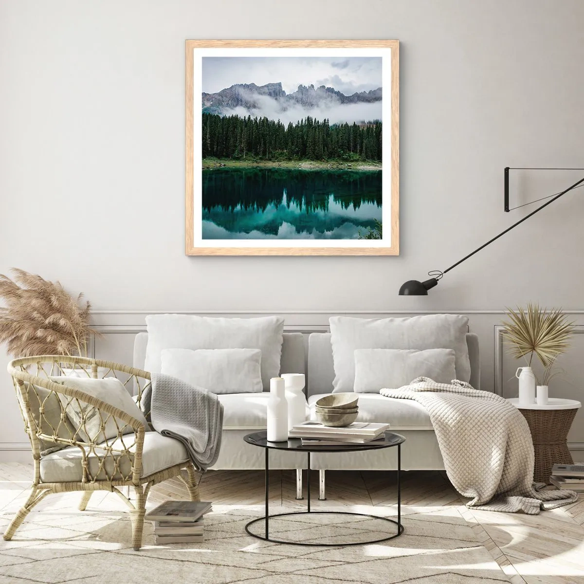 Poster în ramă de stejar deschis - Liniște, liniște, să nu trezim apa care doarme... - 40x40 cm