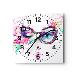 Ceas de perete - Ceas pe sticlă - O promisiune ispititoare - 40x40 cm