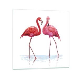 Tablou pe sticlă - Pink randez-vous - 50x50 cm