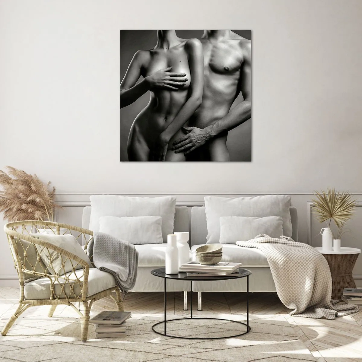 Tablou pe sticlă - Adam și Eva - 70x70 cm