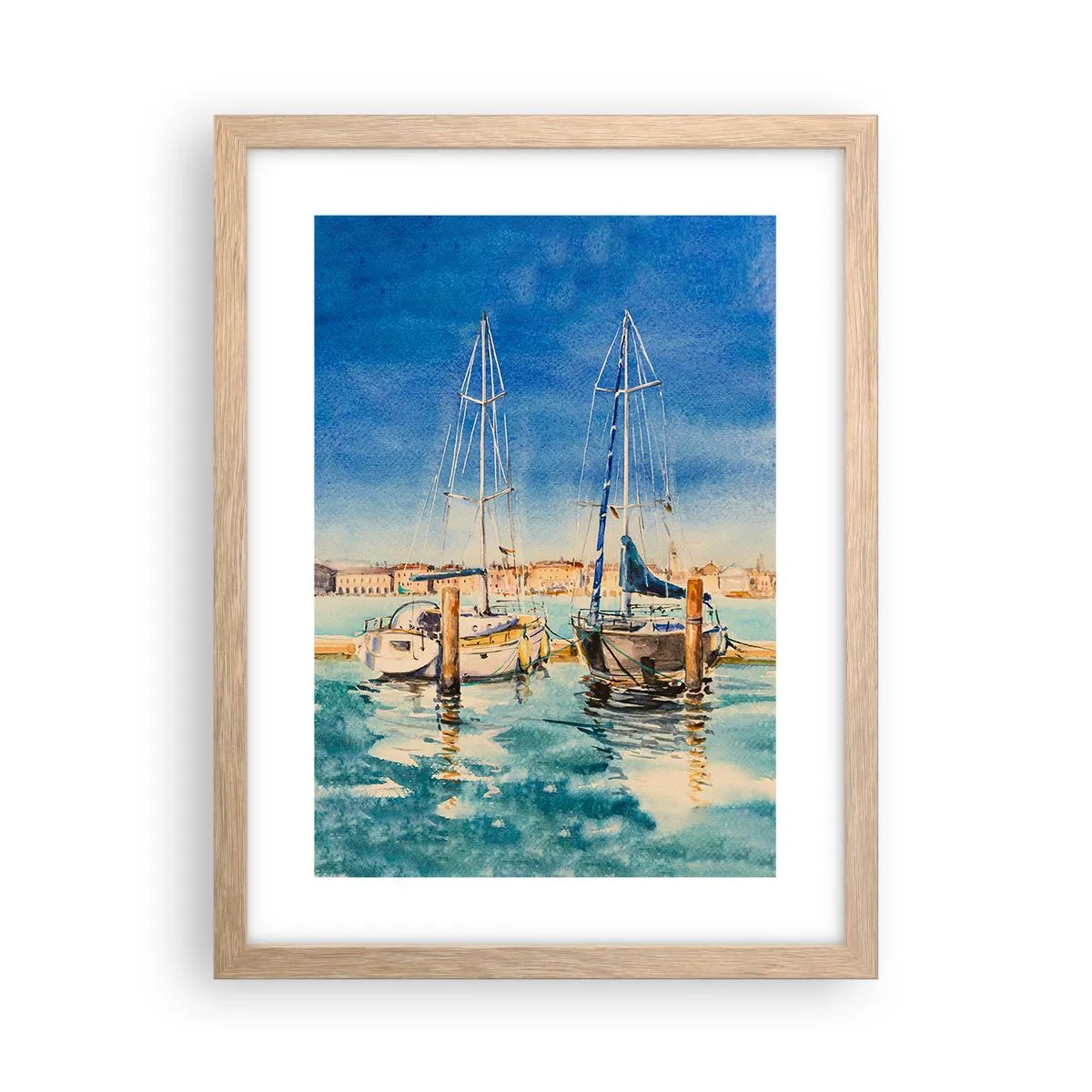Poster în ramă de stejar deschis - Laguna însorită - 30x40 cm