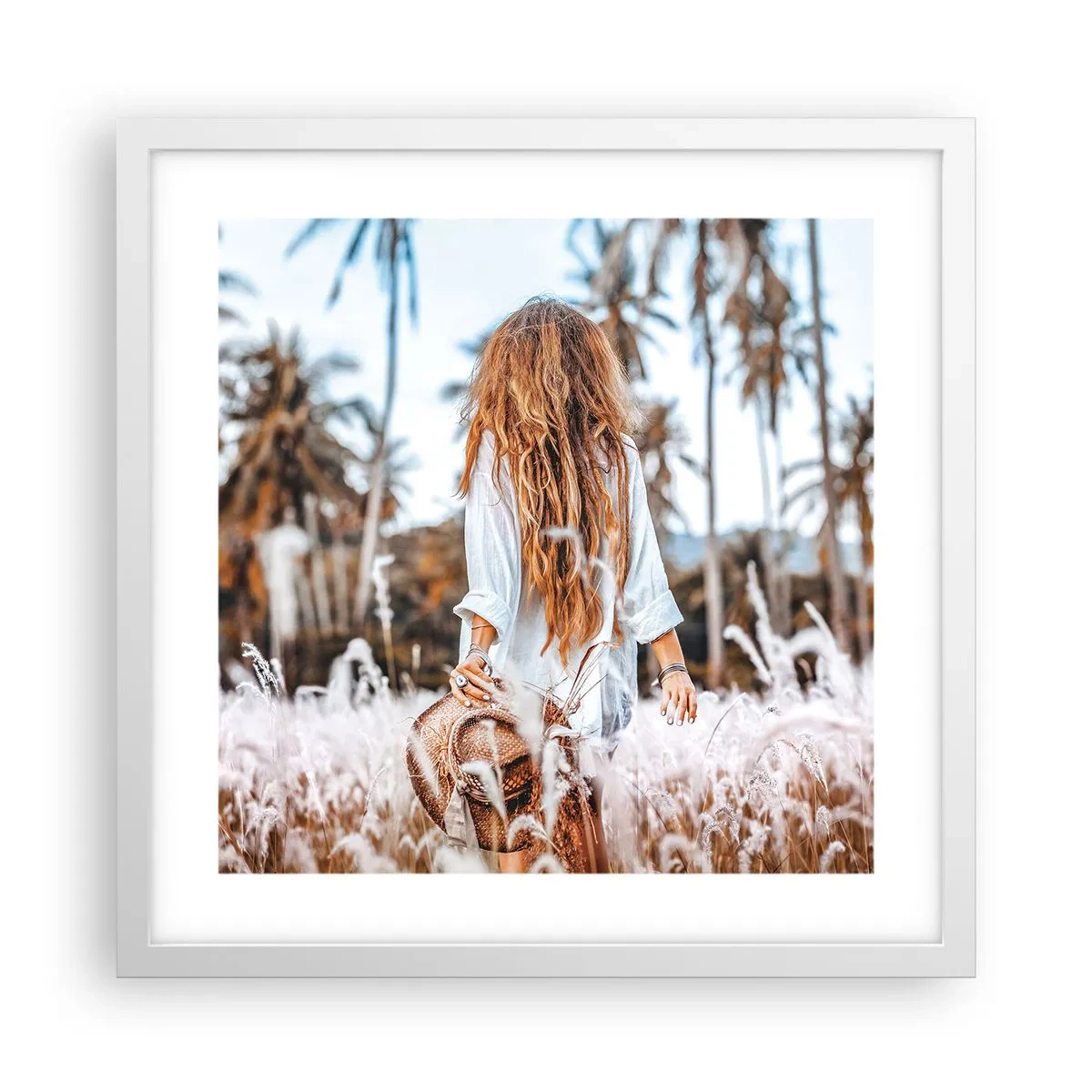 Poster în ramă albă - Născută din puful de iarbă - 40x40 cm