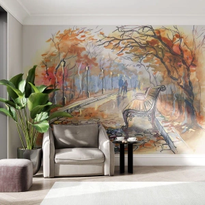 Tapet Premium Sand - Pășim împreună în toamnă - Peisaj, Parc, Toamnă - 100x70 cm