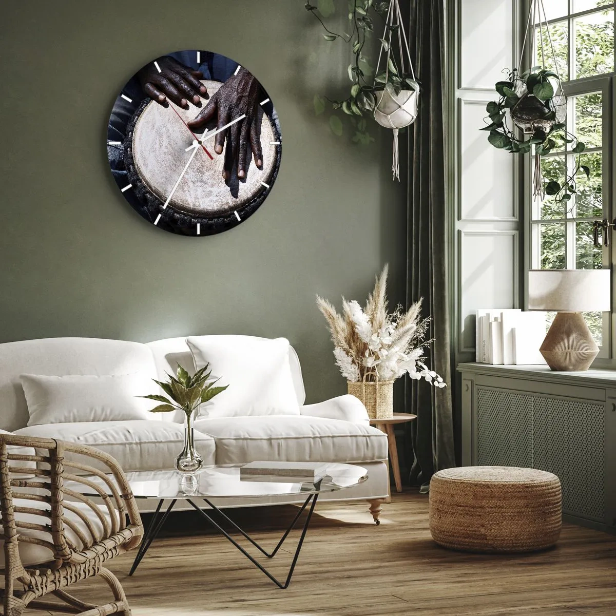 Ceas de perete - Ceas pe sticlă - Trăiește în ritmul tău - 40x40 cm