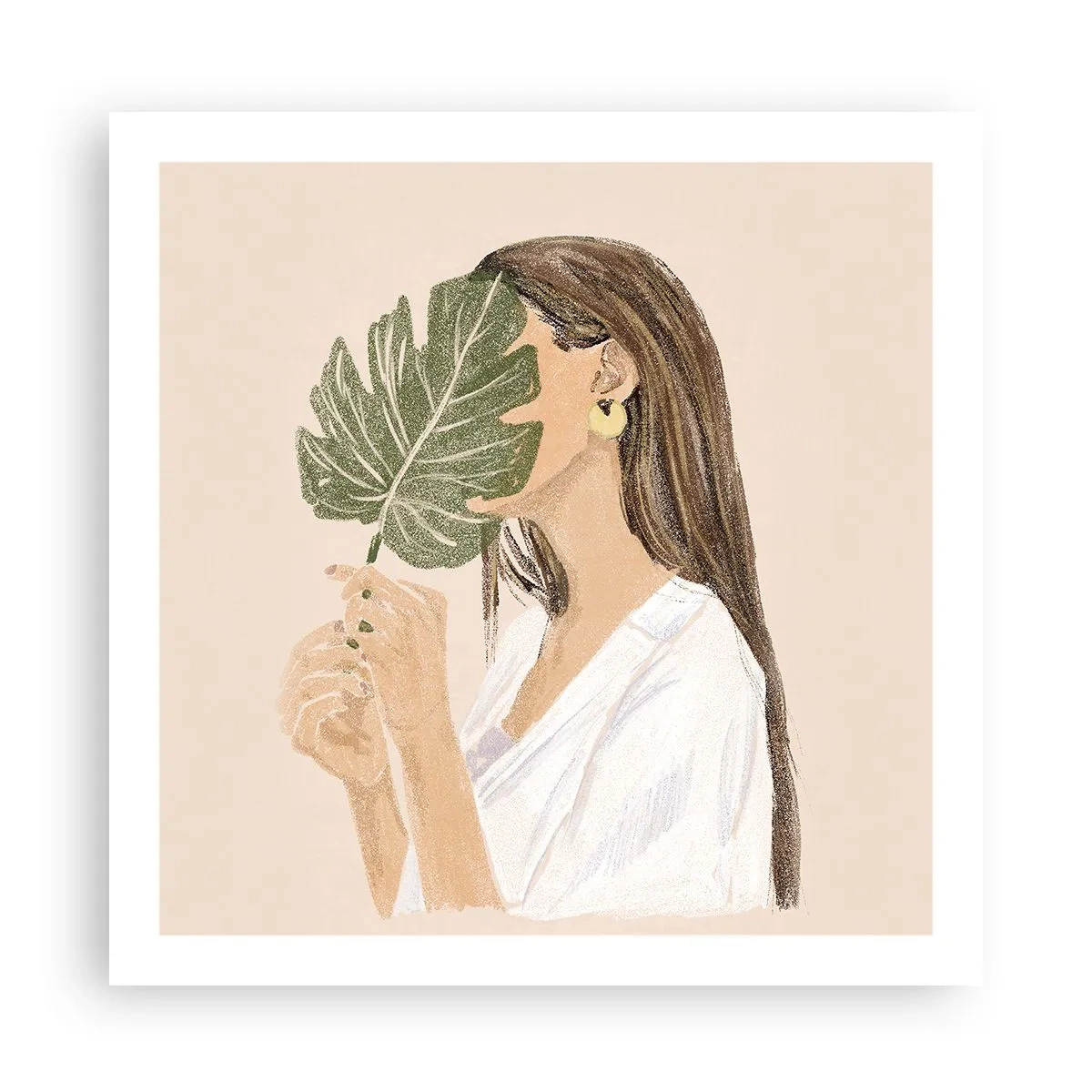 Poster - Portret misterios cu un evantai - 60x60 cm