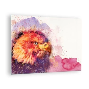 Tablou pe sticlă - Portret în acuarelă al unui vultur în culori intense - 70x50cm - Nu vrei să știi la ce mă gândesc - Decorațiune modernă pentru perete pentru living și dormitor ARTTOR