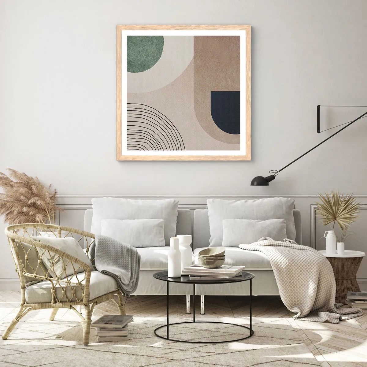 Poster în ramă de stejar deschis - Blândețea ovalului - 50x50 cm
