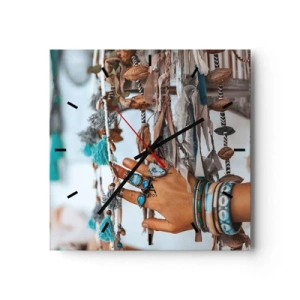 Ceas de perete - Ceas pe sticlă - Comori locale - 30x30 cm