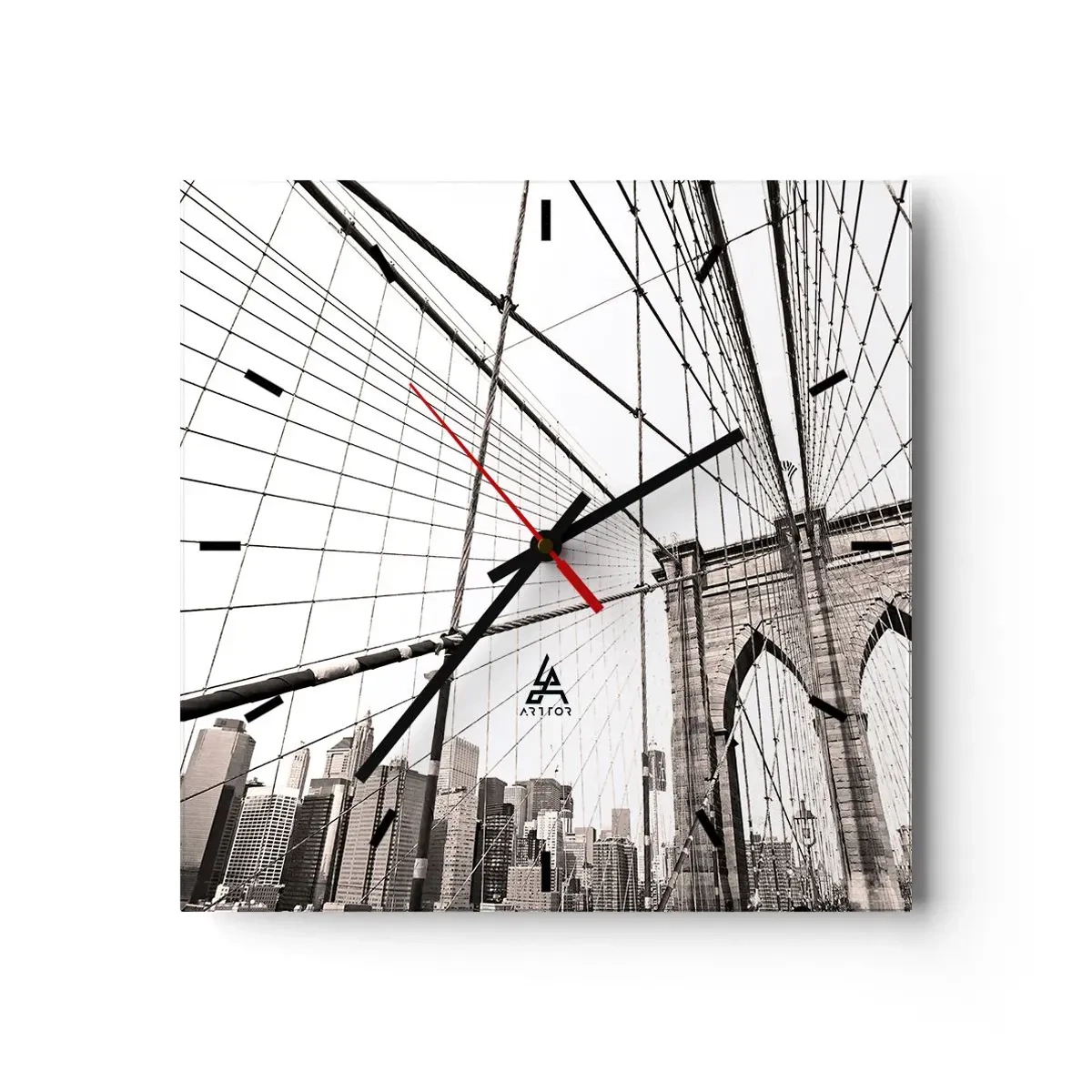 Ceas de perete - Ceas pe sticlă - Catedrala din New York - 40x40 cm