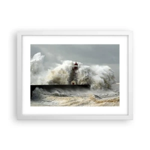 Poster în ramă albă - Mânia oceanului - 40x30 cm