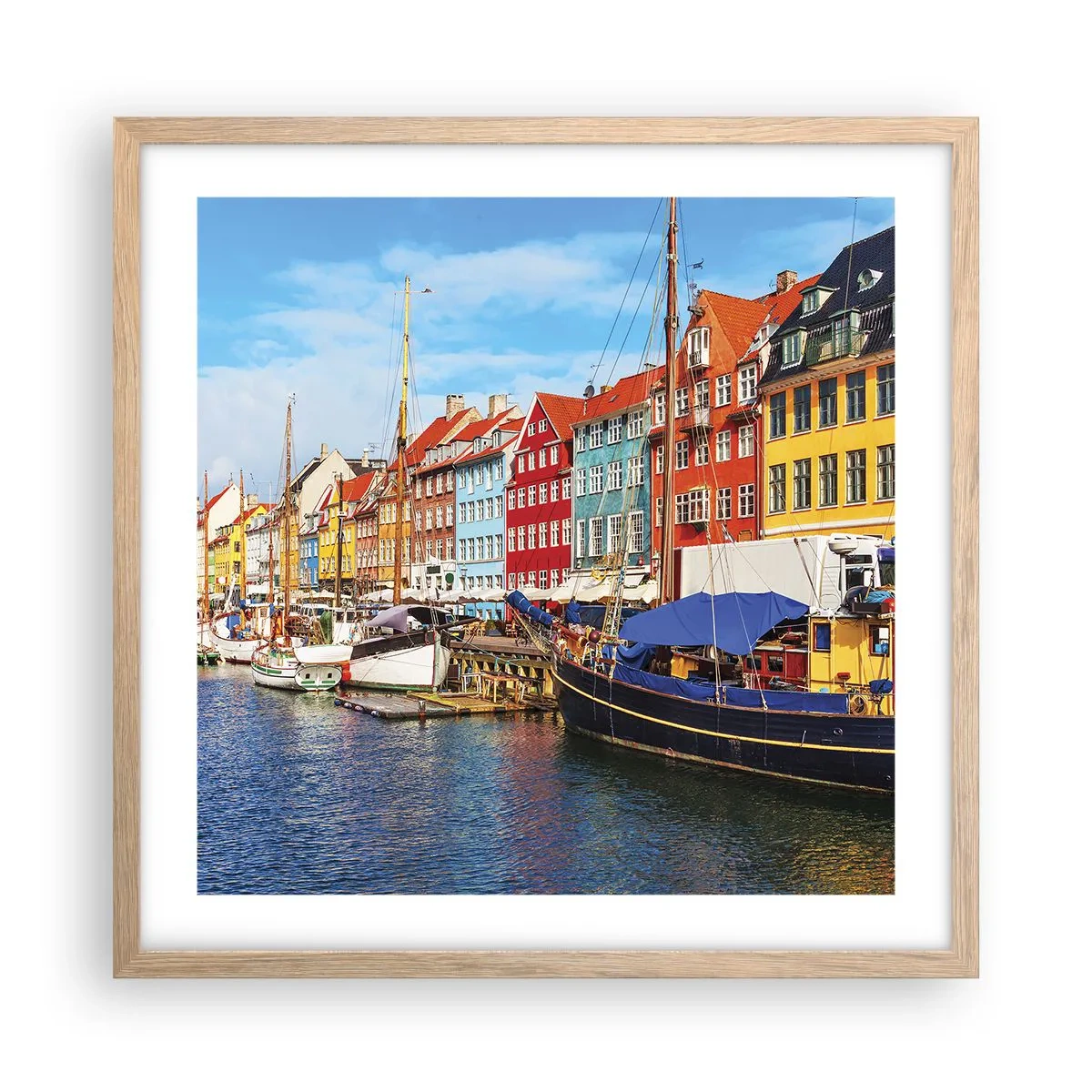 Poster în ramă de stejar deschis - Portul vesel - 50x50 cm