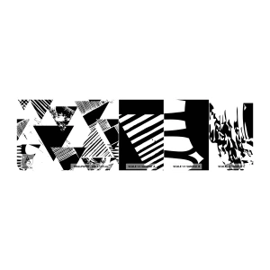 Mostră tapet autocolant Deluxe Sticker - Ploaie de triunghiuri - Abstracția, Grafică, alb-negru - 100x30 cm
