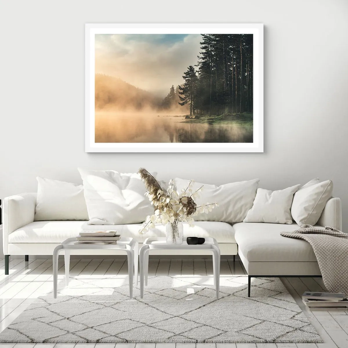 Poster în ramă albă - Nașterea unei zile - 100x70 cm