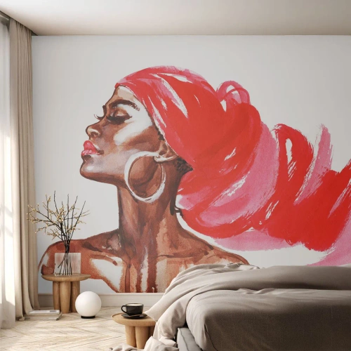 Tapet Standard Eco - Există un vânt care suflă în nările unui om - Portretul unei femei, Chipul de femeie, Abstracția - 250x175 cm