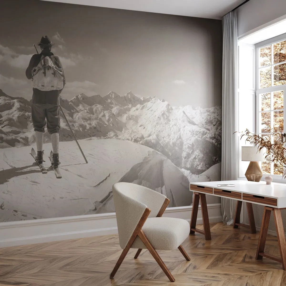 Tapet Standard Eco - Și munții sunt la fel - Peisaj, Munţi, Schior - 200x140 cm