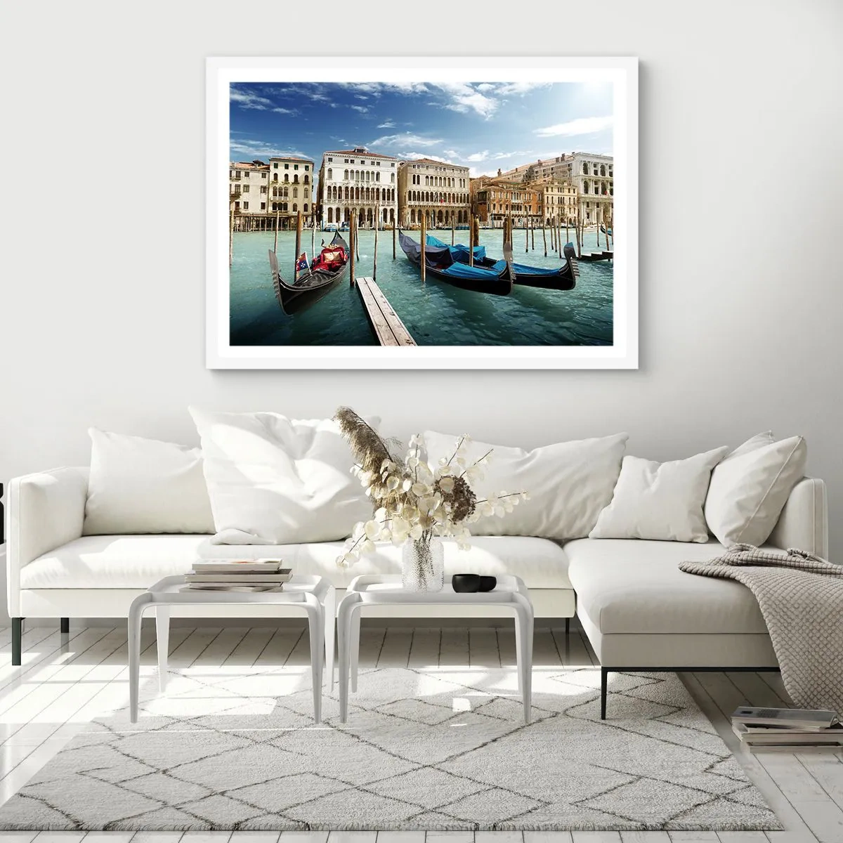 Poster în ramă albă - Palate în albastru - 70x50 cm