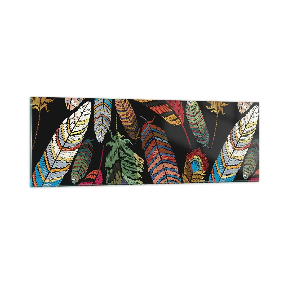 Tablou pe sticlă - Carnavalul păsărilor - 90x30 cm