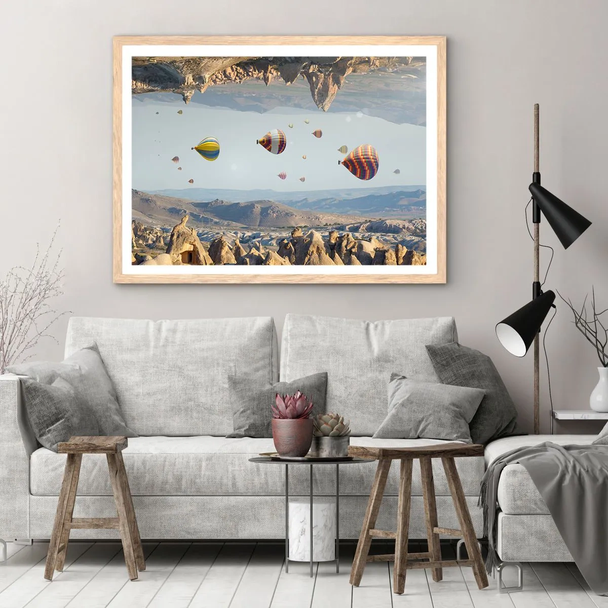 Poster în ramă de stejar deschis - Orice este posibil aici - 50x40 cm