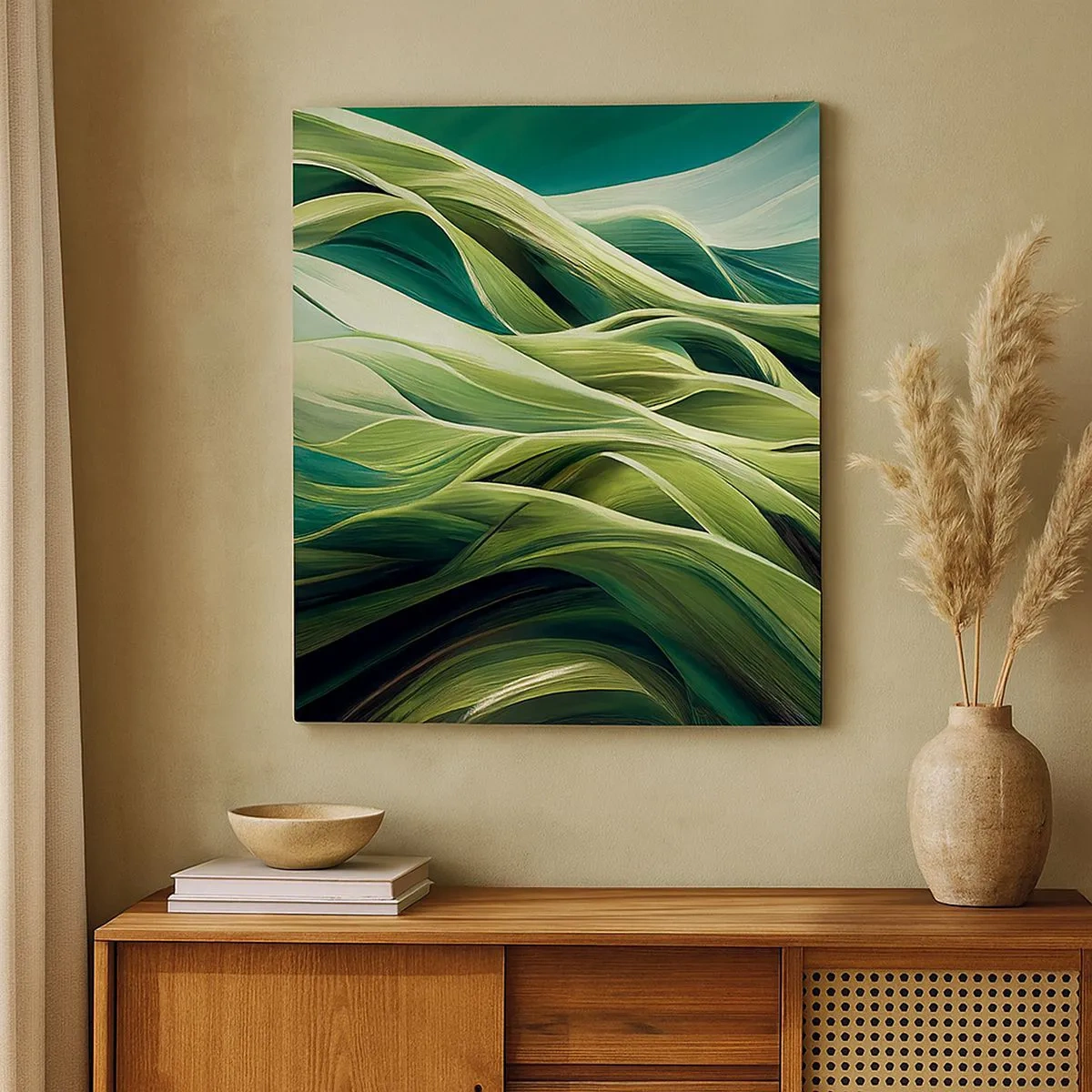 Tablou pe pânză - Un joc abstract de verde - 30x30 cm