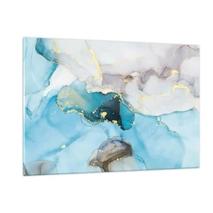 Tablou pe sticlă - Un studiu al întâlnirii dintre gri și turcoaz - 120x80 cm