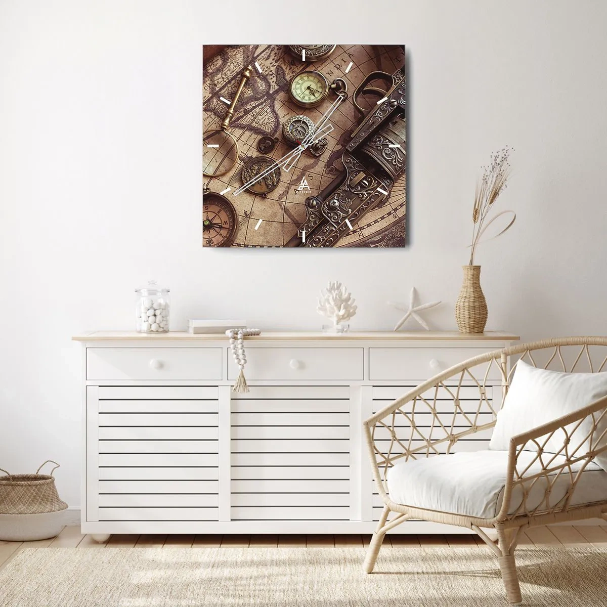 Ceas de perete - Ceas pe sticlă - Sugestii de aventură - 40x40 cm