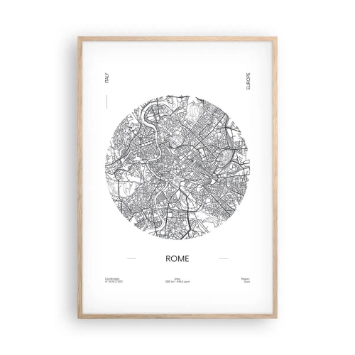 Poster în ramă de stejar deschis - Anatomia Romei - 70x100 cm