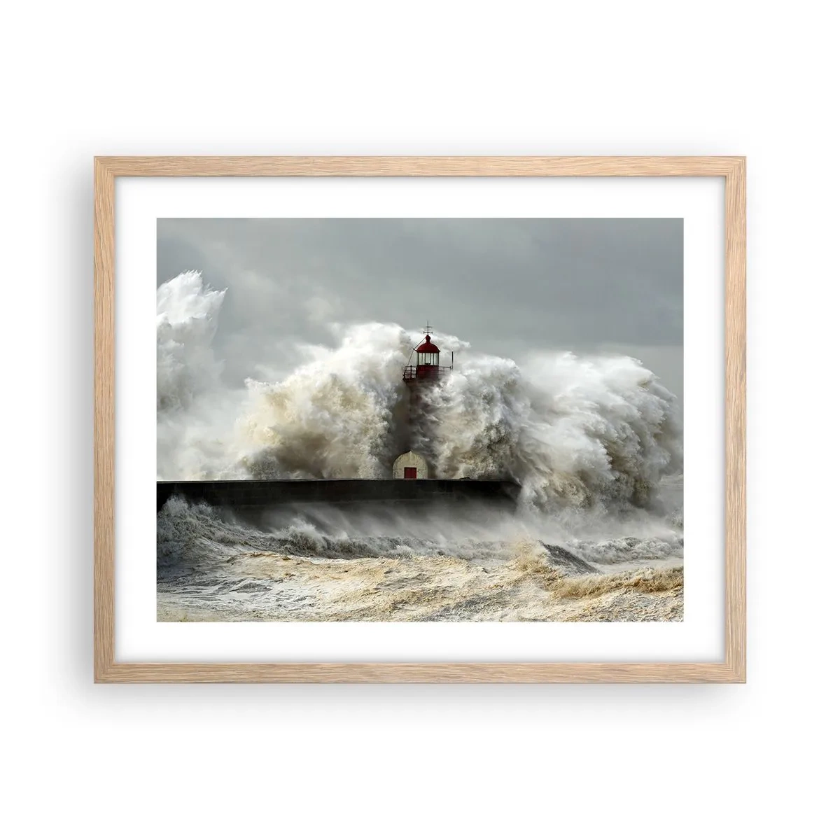 Poster în ramă de stejar deschis - Mânia oceanului - 50x40 cm