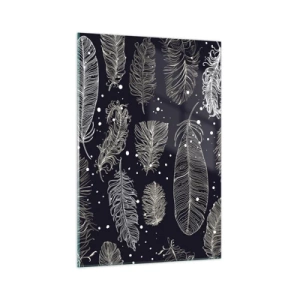 Tablou pe sticlă - Dantelă cu pene - 70x100 cm