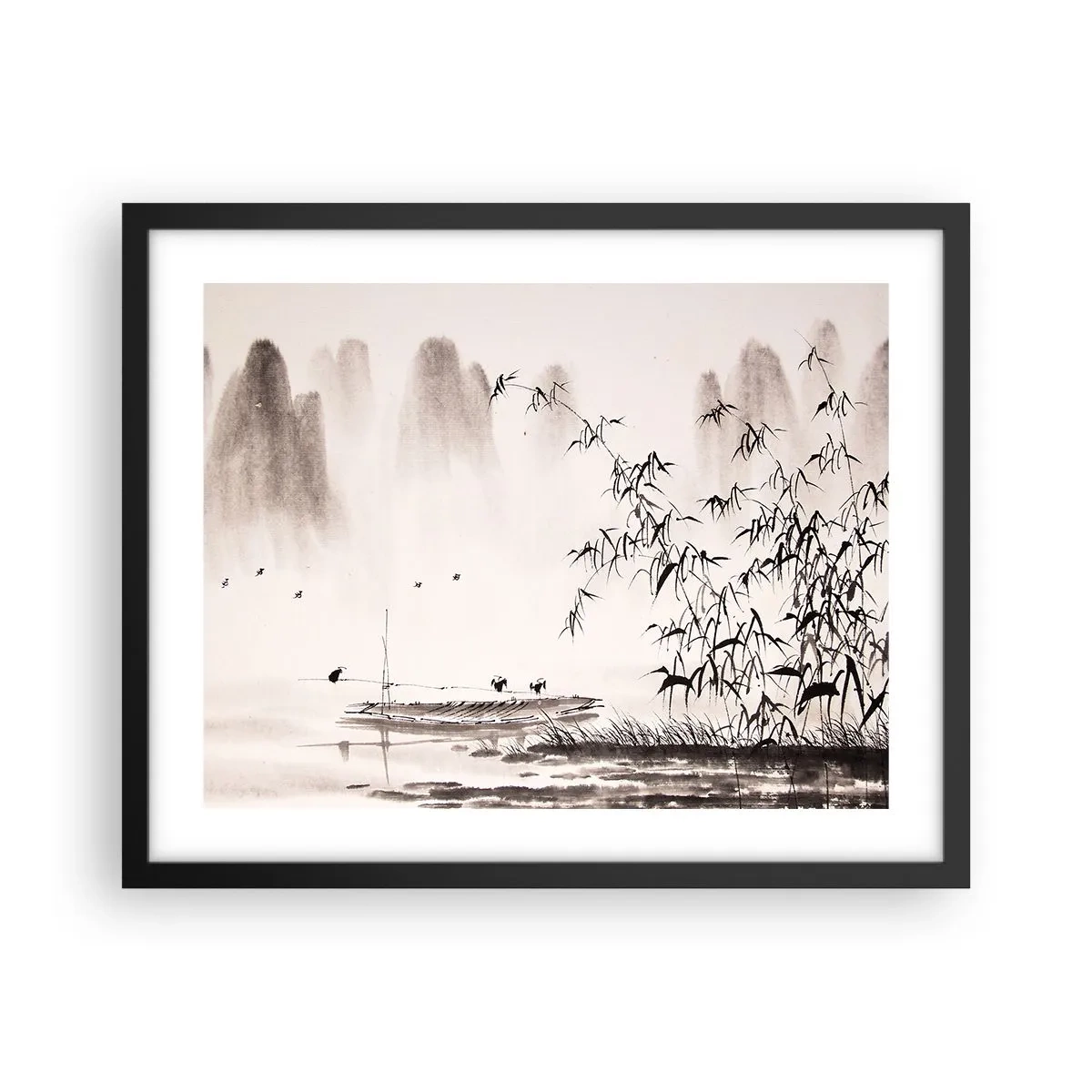 Poster în ramă neagră - Liniștea câmpurilor de orez - 50x40 cm