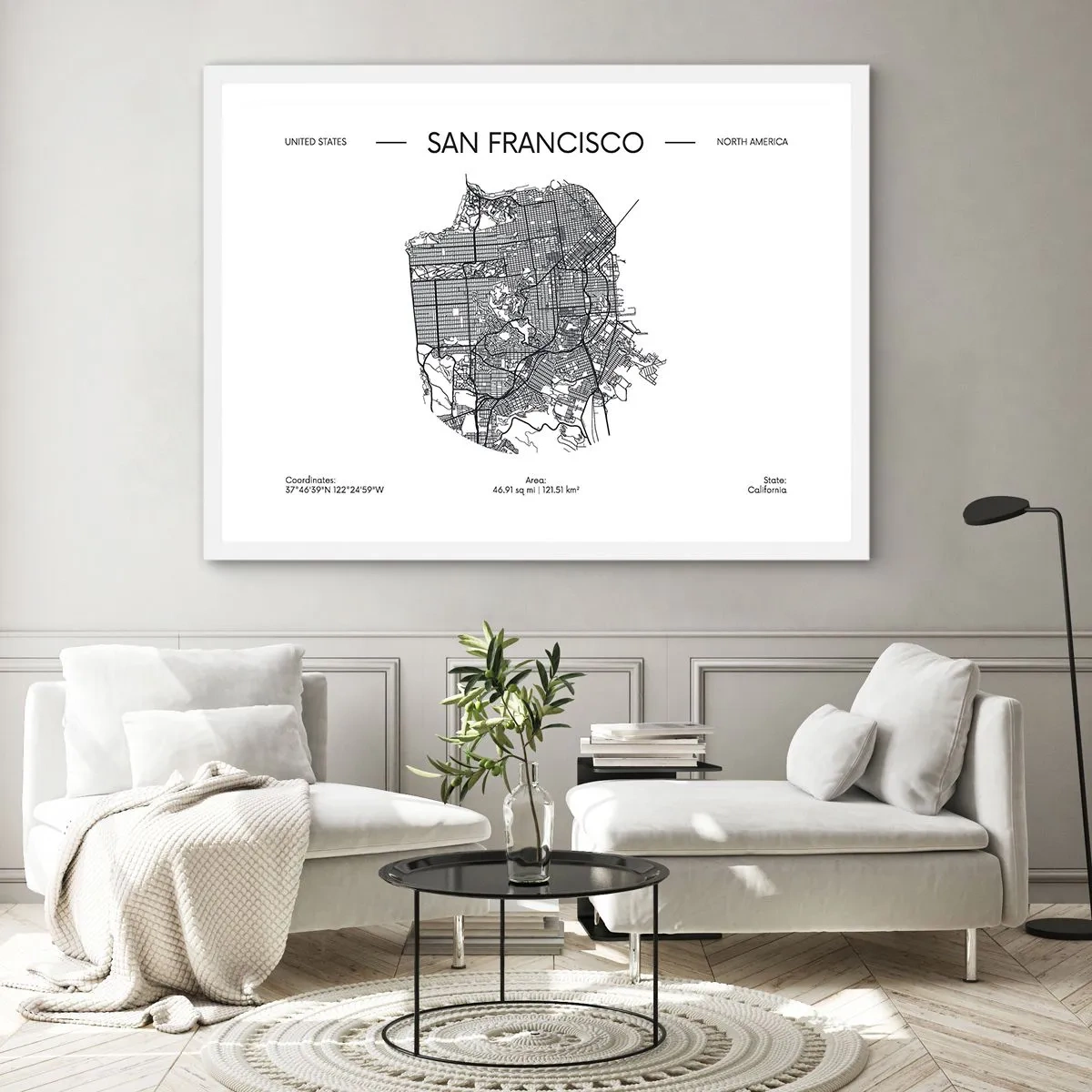 Poster în ramă albă - Anatomia San Francisco - 100x70 cm