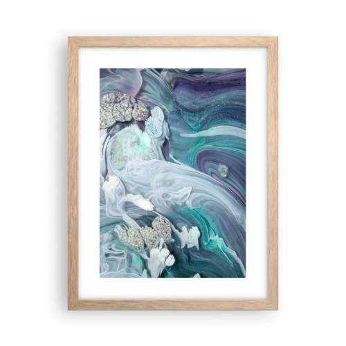 Poster în ramă de stejar deschis - Râuri de albastru - 30x40 cm