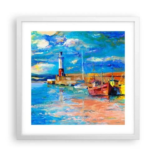 Poster în ramă albă - După-amiază în golful de curcubeu - 40x40 cm